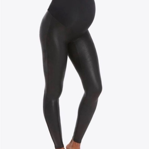 SPANX Pants - SPANX Shiny Black Maternity Leggings